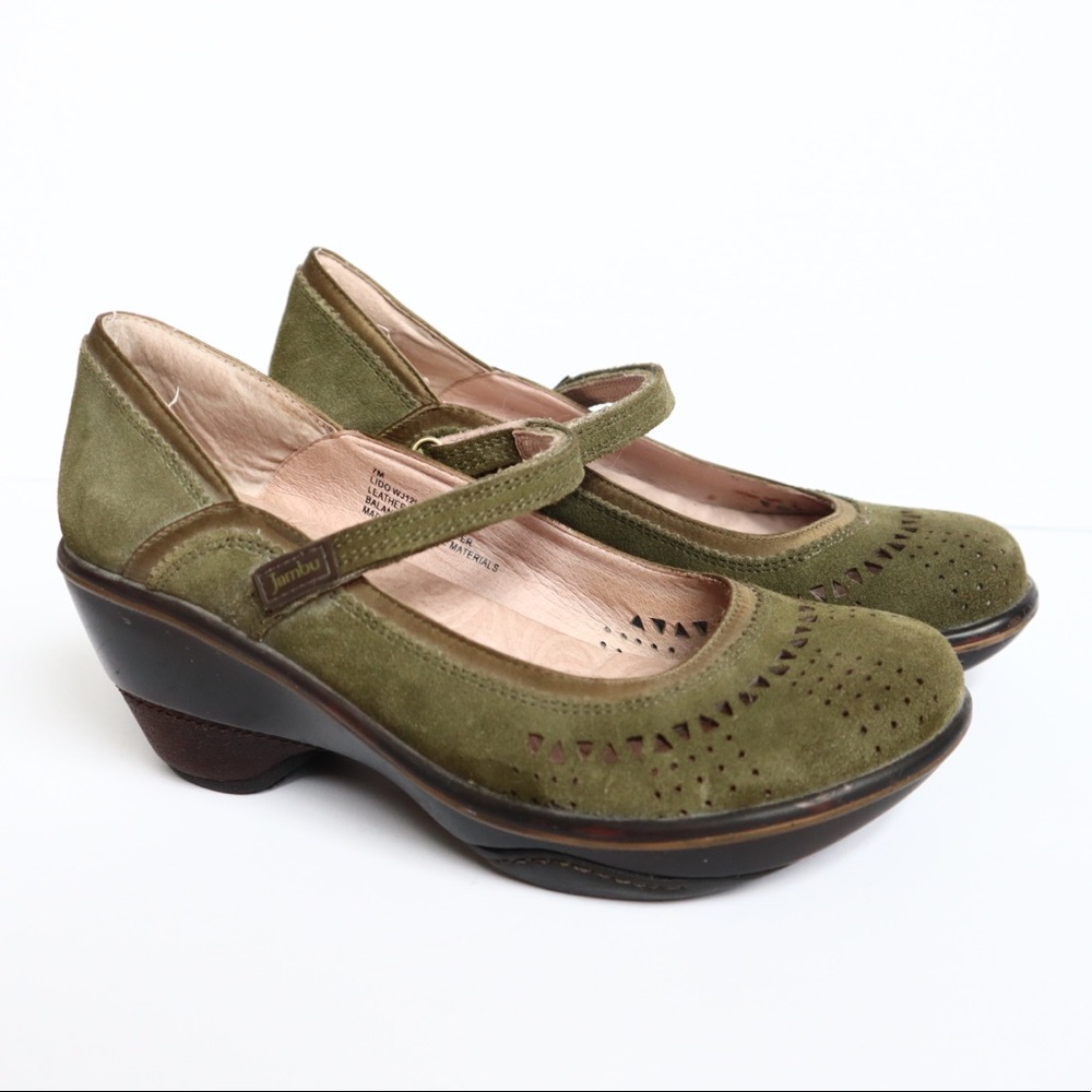 Jambu Olive Green Suede Mary Jane Clogs - Picture 2 of 10